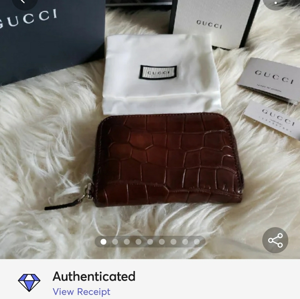 Gucci Unisex Genuine Crocodile Zippy Card Case